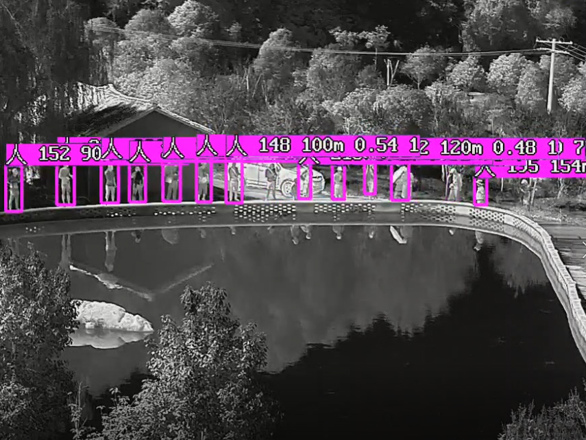 2 км Обнаружение человека 360 градусов 75 мм Фиксированная тепловая камера безопасности с объективом Видеонаблюдение